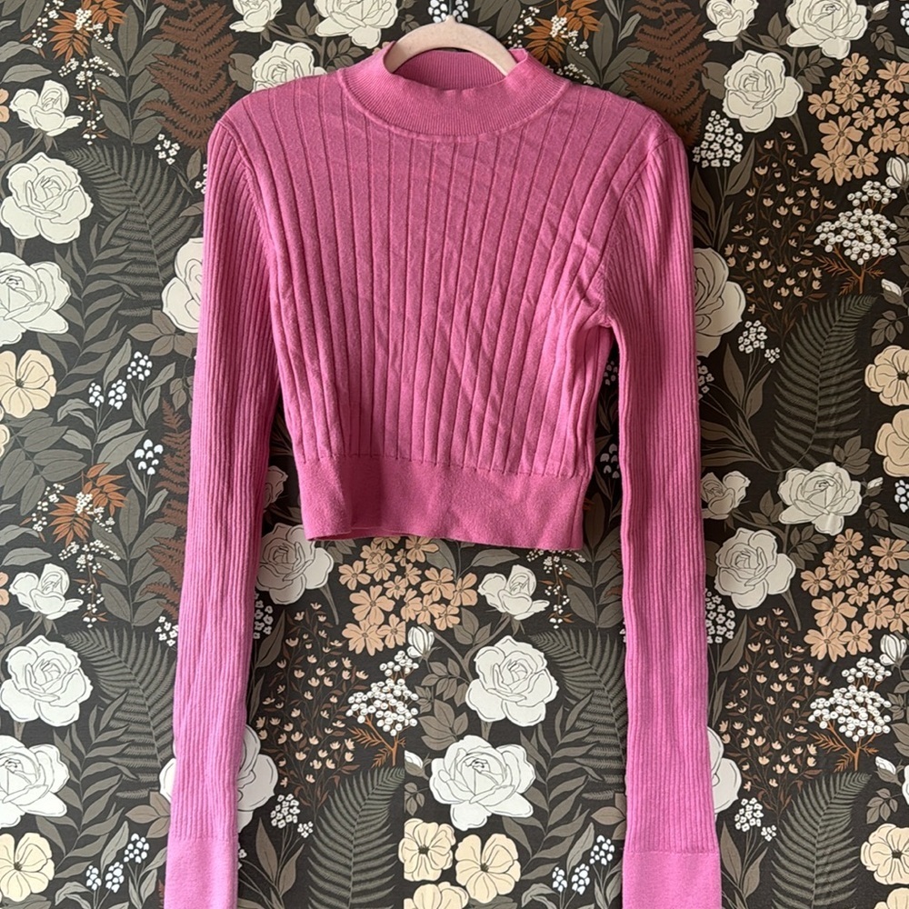 TOME Collective Pink Ribbed Crop Sweater size small - Picture 6 of 8